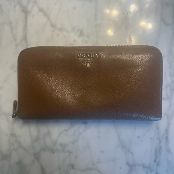 Prada Tan Leather Zip-Around Wallet - Picture 2 of 16